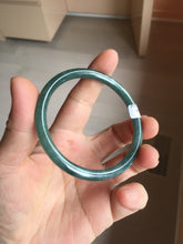 Load image into Gallery viewer, 54mm Certified Type A 100% Natural dark green/blue/gray with Guatemala slim round cut Jadeite bangle PJ30-3872
