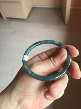 Load image into Gallery viewer, 54mm Certified Type A 100% Natural dark green/blue/gray with Guatemala slim round cut Jadeite bangle PJ30-3872