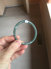 Load image into Gallery viewer, 53.8mm Certified Type A 100% Natural icy watery dark green/blue/gray with Guatemala slim round cut Jadeite bangle PJ29-5620