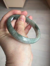 Load image into Gallery viewer, 53.8mm Certified Type A 100% Natural icy watery dark green/blue/gray with Guatemala slim round cut Jadeite bangle PJ29-5620