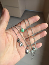 Load image into Gallery viewer, 100% natural Type A sunny green Jadeite Bead pendant Sunflower Wheel Feather Charm Triple-Layer Harmony pendant Necklace PD164