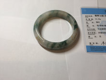 Load image into Gallery viewer, 55.5mm certified 100% natural Type A green white red with green floating flowers carved and golden-painted jadeite jade bangle PF82-6076