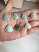 Load image into Gallery viewer, 100% Natural type A green/white small happy buddha jadeite Jade pendant necklace group BP111