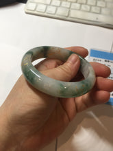 Load image into Gallery viewer, 55.5mm certified 100% natural Type A green white red with green floating flowers carved and golden-painted jadeite jade bangle PF82-6076
