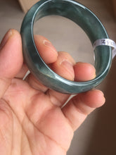 Load image into Gallery viewer, 49mm Certified Type A 100% Natural icy watery deep sea green/blue/gray/white oval Guatemala Jadeite bangle F124-2262