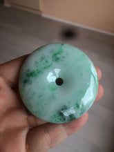 Load image into Gallery viewer, 100% Natural sunny green/pink/purple tropical beach jadeite Jade Safety Guardian Button(donut) Pendant/worry stone X123