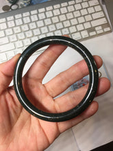 Load image into Gallery viewer, 64mm 100% Natural Dark Green/Black Meteorite Starry Night Sky Galaxy round cut Nephrite Bangle HK1-0552