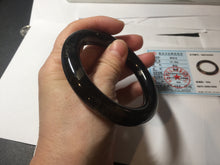 Load image into Gallery viewer, 56mm certified 100% Natural black meteorite chubby round cut nephrite bangle HN36-3600