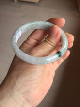Load image into Gallery viewer, 52mm certified natural 100% natural Type A green white with green flying flowers oval jadeite jade bangle PB109-2439