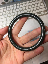 Load image into Gallery viewer, 64mm 100% Natural Dark Green/Black Meteorite Starry Night Sky Galaxy round cut Nephrite Bangle HK1-0552