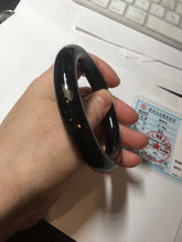 Load image into Gallery viewer, 56mm certified 100% Natural black meteorite chubby round cut nephrite bangle HN36-3600