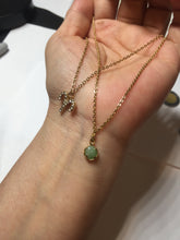 Load image into Gallery viewer, 100% natural Type A sunny green Jadeite Bead Aries Sparkle Charm Two-Layer pendant Necklace PD165