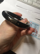 Load image into Gallery viewer, 56mm certified 100% Natural black meteorite chubby round cut nephrite bangle HN36-3600