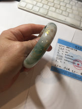 Load image into Gallery viewer, 55.5mm certified 100% natural Type A green white red with green floating flowers carved and golden-painted jadeite jade bangle PF82-6076
