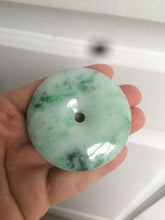 Load image into Gallery viewer, 100% Natural sunny green/pink/purple tropical beach jadeite Jade Safety Guardian Button(donut) Pendant/worry stone X123