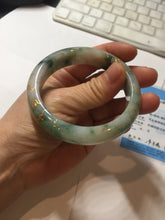 Load image into Gallery viewer, 55.5mm certified 100% natural Type A green white red with green floating flowers carved and golden-painted jadeite jade bangle PF82-6076