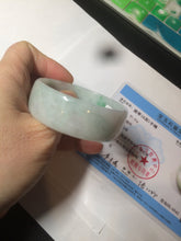 Load image into Gallery viewer, 52.3mm certified 100% natural Type A sunny green/white/purple jadeite jade bangle BK8-2423