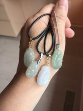 Load image into Gallery viewer, 100% Natural type A light green/light green/white/purple/gray jadeite Jade RuYi(如意) pendant PJ130