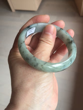 Load image into Gallery viewer, 54.5mm certified 100% natural icy watery light green with dark green flying flowers jadeite jade bangle S90-7079