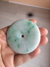 Load image into Gallery viewer, 100% Natural sunny green/pink/purple tropical beach jadeite Jade Safety Guardian Button(donut) Pendant/worry stone X123