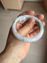 Load image into Gallery viewer, 54.4mm certified 100% natural Type A light purple with sunny green flying flowers jadeite jade bangle BL105-8717