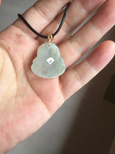 Load image into Gallery viewer, 100% Natural type A icy watery oily dark green(油青) happy Buddha jadeite pendant BS126