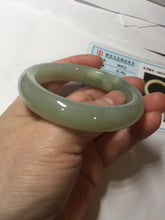 Load image into Gallery viewer, 51mm Certified 100% Natural icy waery light green/yellow/gray nephrite jade bangle HN37-3595