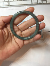 Load image into Gallery viewer, 54mm Type A 100% Natural Light Green/Gray/Black/Purple/Brown “Reed Flowers & Snow” Guatemala Slim Round Cut Jadeite Bangle PJ126-1420