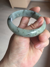 Load image into Gallery viewer, 54.5mm certified 100% natural icy watery light green with dark green flying flowers jadeite jade bangle S90-7079