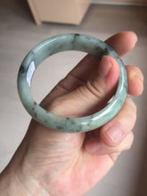 Load image into Gallery viewer, 54.5mm certified 100% natural icy watery light green with dark green flying flowers jadeite jade bangle S90-7079