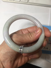 Load image into Gallery viewer, 56mm Certified Type A 100% Natural light green purple(春带彩) round cut jadeite Jade bangle AA79-4954