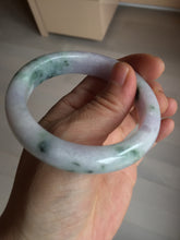 Load image into Gallery viewer, 54.4mm certified 100% natural Type A light purple with sunny green flying flowers jadeite jade bangle BL105-8717