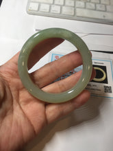 Load image into Gallery viewer, 51mm Certified 100% Natural icy waery light green/yellow/gray nephrite jade bangle HN37-3595