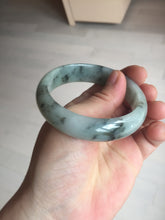 Load image into Gallery viewer, 54.5mm certified 100% natural icy watery light green with dark green flying flowers jadeite jade bangle S90-7079