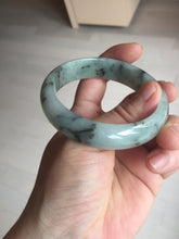 Load image into Gallery viewer, 54.5mm certified 100% natural icy watery light green with dark green flying flowers jadeite jade bangle S90-7079