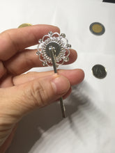 Load image into Gallery viewer, 100% natural Type A sunny green red white Jadeite Bead flower hair clip PD167