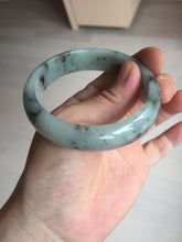 Load image into Gallery viewer, 54.5mm certified 100% natural icy watery light green with dark green flying flowers jadeite jade bangle S90-7079