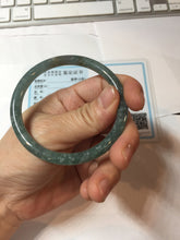 Load image into Gallery viewer, 54mm Type A 100% Natural Light Green/Gray/Black/Purple/Brown “Reed Flowers & Snow” Guatemala Slim Round Cut Jadeite Bangle PJ126-1420