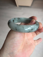 Load image into Gallery viewer, 54.5mm certified 100% natural icy watery light green with dark green flying flowers jadeite jade bangle S90-7079