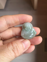 Load image into Gallery viewer, 100% Natural type A icy watery oily dark green(油青) happy Buddha jadeite pendant BS126