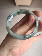 Load image into Gallery viewer, 54.5mm certified 100% natural icy watery light green with dark green flying flowers jadeite jade bangle S90-7079