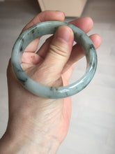 Load image into Gallery viewer, 54.5mm certified 100% natural icy watery light green with dark green flying flowers jadeite jade bangle S90-7079