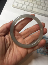 Load image into Gallery viewer, 59.4mm Certified 100% Natural gray black(灰冰) flat round cut nephrite jade bangle HN38-3593