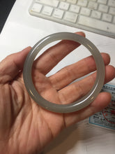 Load image into Gallery viewer, 59.4mm Certified 100% Natural gray black(灰冰) flat round cut nephrite jade bangle HN38-3593