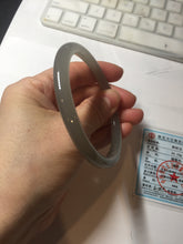 Load image into Gallery viewer, 59.4mm Certified 100% Natural gray black(灰冰) flat round cut nephrite jade bangle HN38-3593