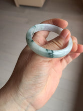 Load image into Gallery viewer, 49mm certified natural 100% natural Type A green white with green flying flowers oval jadeite jade bangle PB110-2435