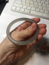 Load image into Gallery viewer, 59.4mm Certified 100% Natural gray black(灰冰) flat round cut nephrite jade bangle HN38-3593