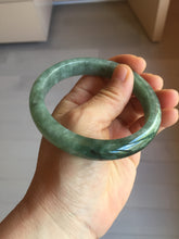 Load image into Gallery viewer, 61.2mm certified type A 100% Natural oily dark green gray black with flying snow Jadeite jade bangle PC208-7672