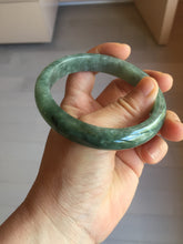 Load image into Gallery viewer, 61.2mm certified type A 100% Natural oily dark green gray black with flying snow Jadeite jade bangle PC208-7672