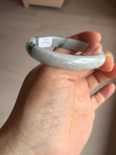Load image into Gallery viewer, 49mm certified natural 100% natural Type A green white with green flying flowers oval jadeite jade bangle PB110-2435